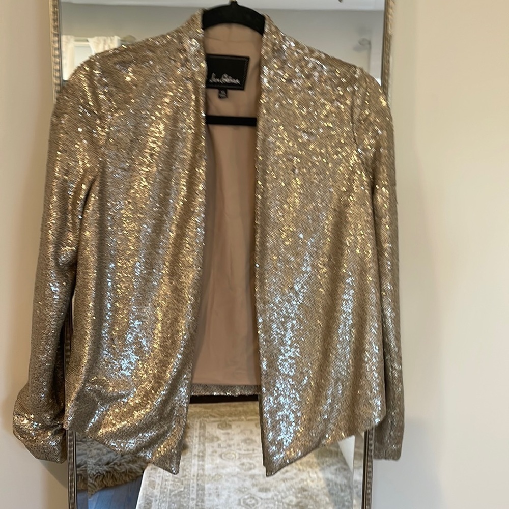 Sam Edelman The Weekender Champagne Sequin Open Jacket NWT